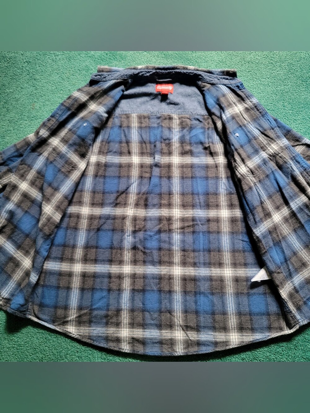 Coleman Mens XL Long Sleeve Button Down Blue Plaid Flannel Shirt - Picture 5 of 12
